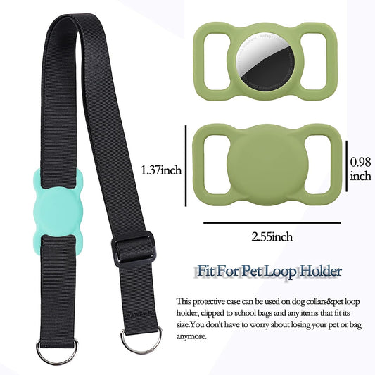 Protective Case Compatible for Airtag GPS Tracker, Fit for Dog Cat Collar Accessories Pet Loop Holder, Silicone Protective Case for Air Tag Lightweight Soft anti Scratch anti Lost(Emerald Green 1Pack)