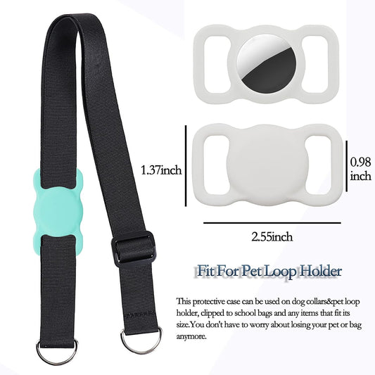 Protective Case Compatible for Airtag GPS Tracker, Fit for Dog Cat Collar Accessories Pet Loop Holder, Silicone Protective Case for Air Tag Lightweight Soft anti Scratch anti Lost(White 1Pack)