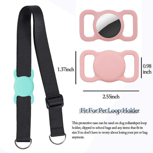Protective Case Compatible for Airtag GPS Tracker, Fit for Dog Cat Collar Accessories Pet Loop Holder, Silicone Protective Case for Air Tag Lightweight Soft anti Scratch anti Lost(Pink 1Pack)