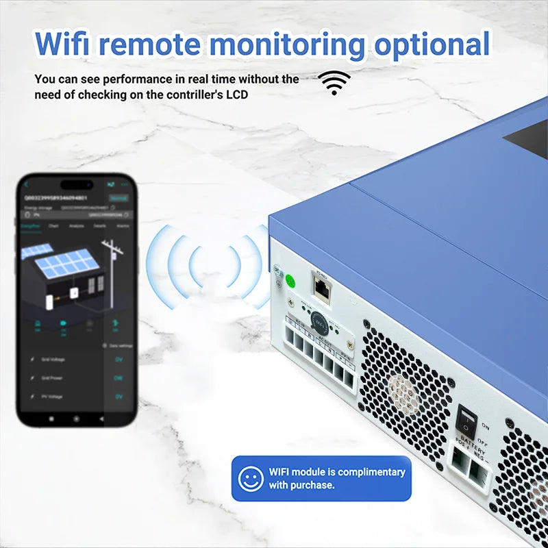 ANENJI Hybrid Solar Inverter 6.2KW Pure Sine Wave MPPT WiFi
